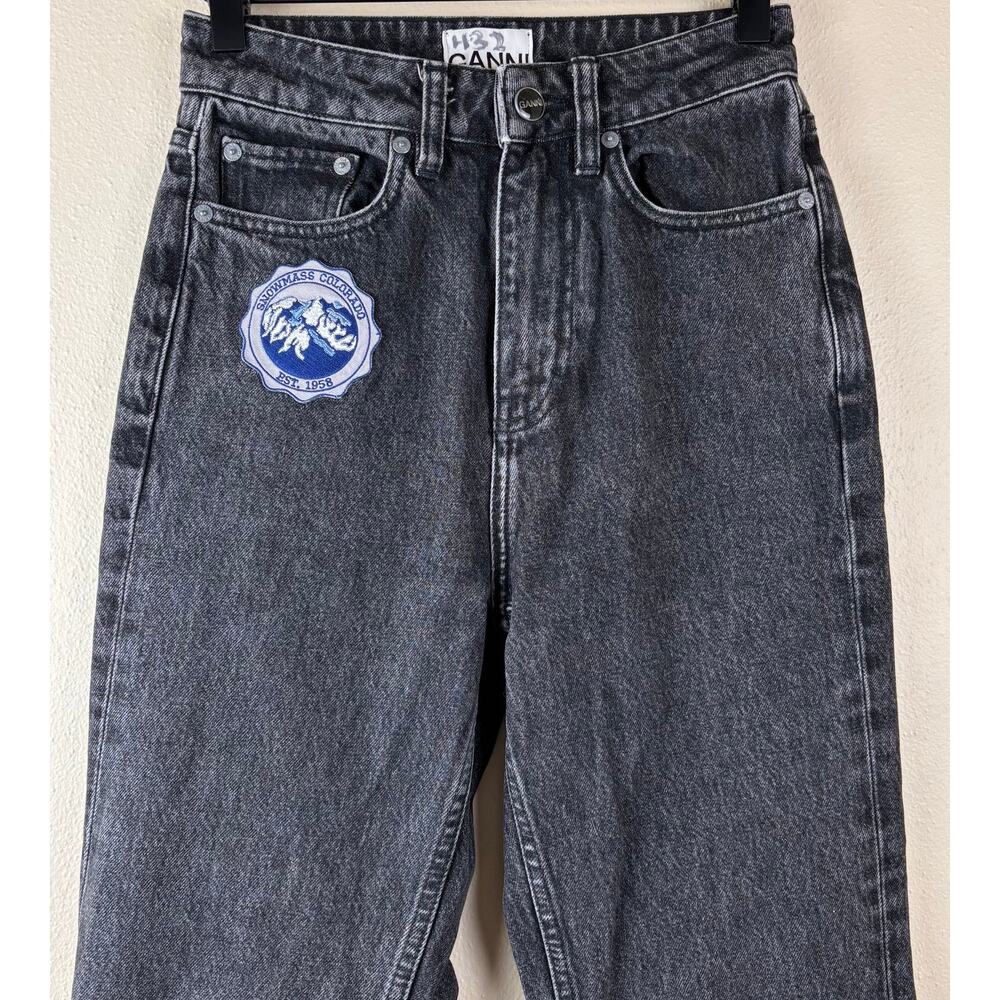 GANNI Black Stone Rigid Denim Swigy Jeans 25 With Patches - Picture 5 of 15
